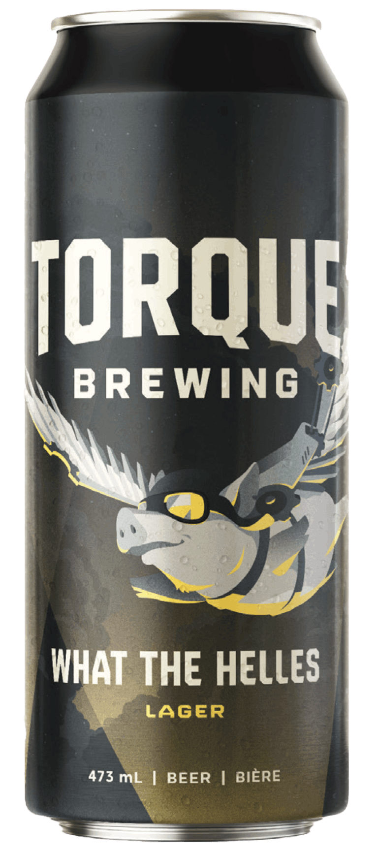 A can of torque brewing what the helles lager is on a white background.