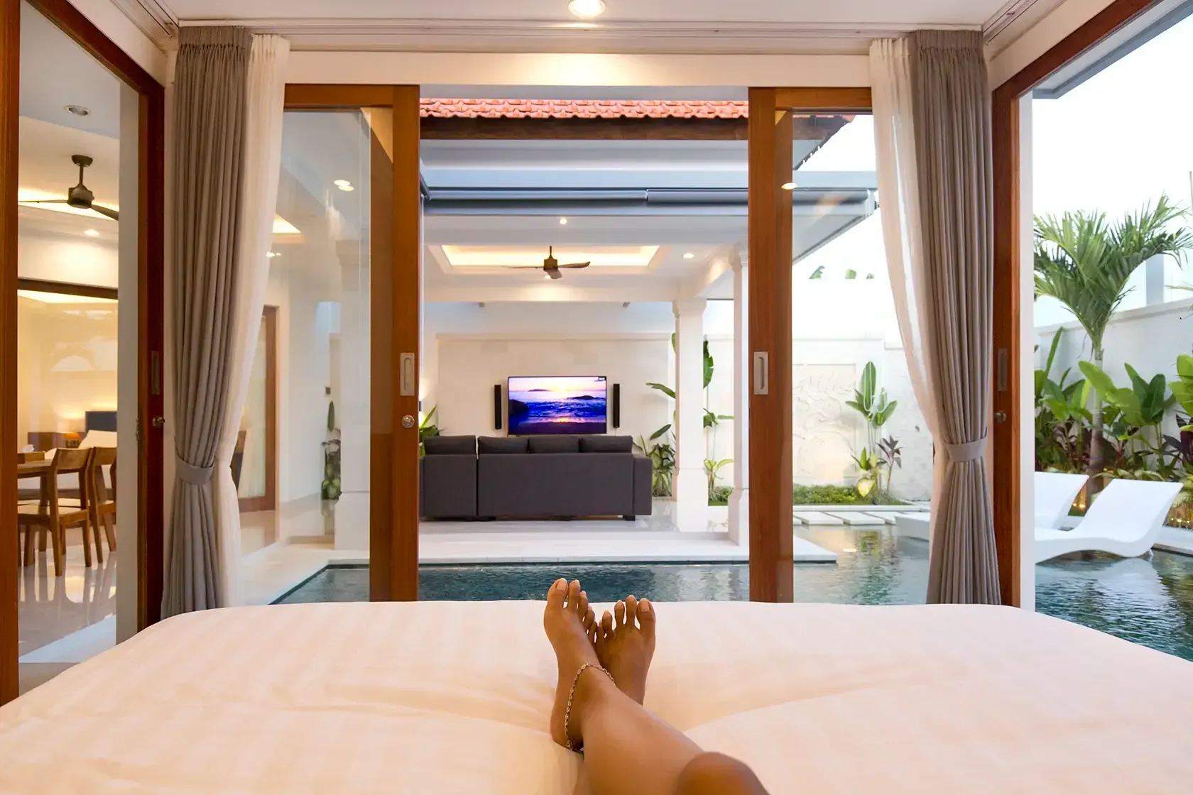 Watching TV from the bed.