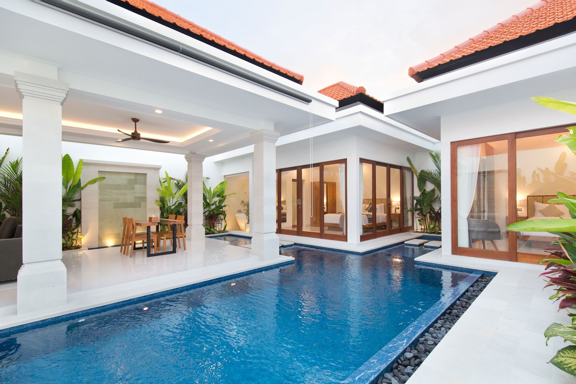 Villa Senja private pool with sun loungers