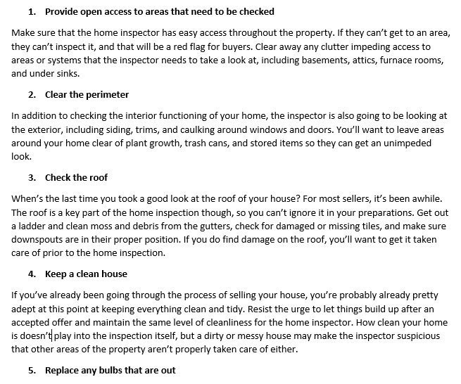 Sellers - How To Prepare For Home Inspection