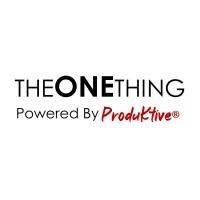 THEONETHING logo with “Powered By Produktive” in black and red text on a white background