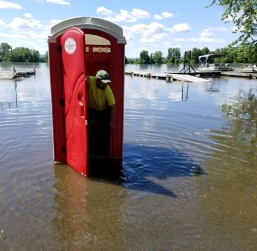 Red Portable Toilet — Belchertown, MA — Parker’s Portables LLC