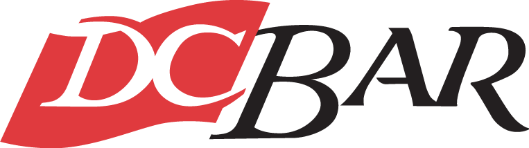 A red and black logo for a company called dc bar