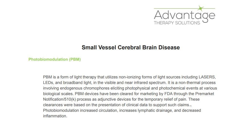 A white paper with the words `` small vessel cerebral brain disease '' on it.