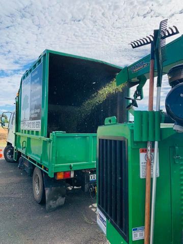 Green Bandit Chipper in Action — Tree Services in Toowoomba Region