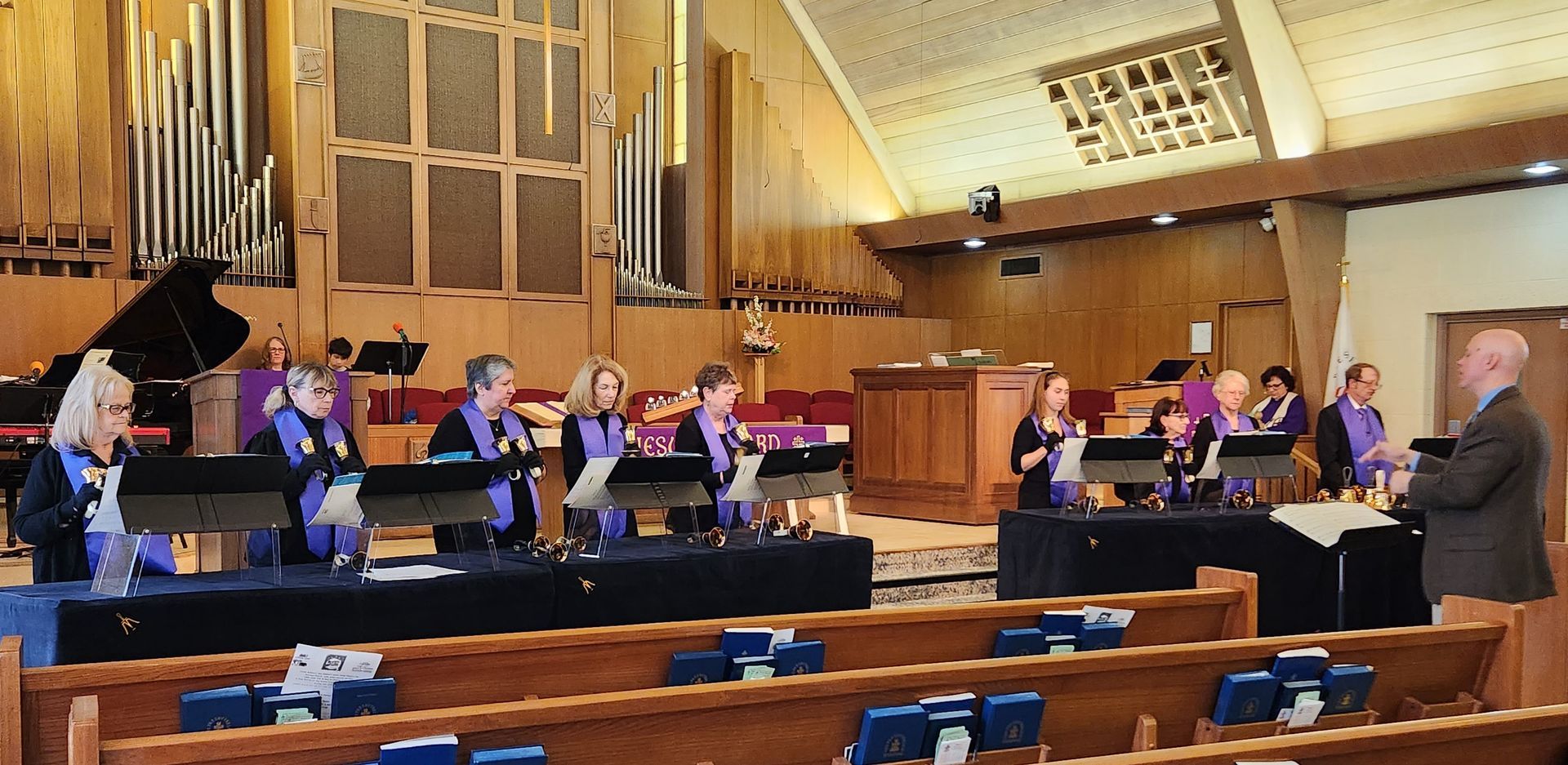 Our hand bell choir performs on special select Sundays and is always looking for new members.