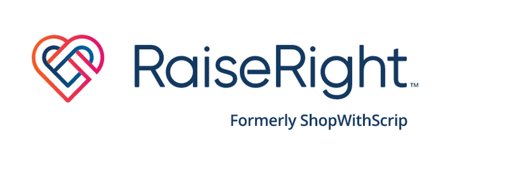 RaiseRight logo: Heart symbol with intertwined design next to the company name, with 