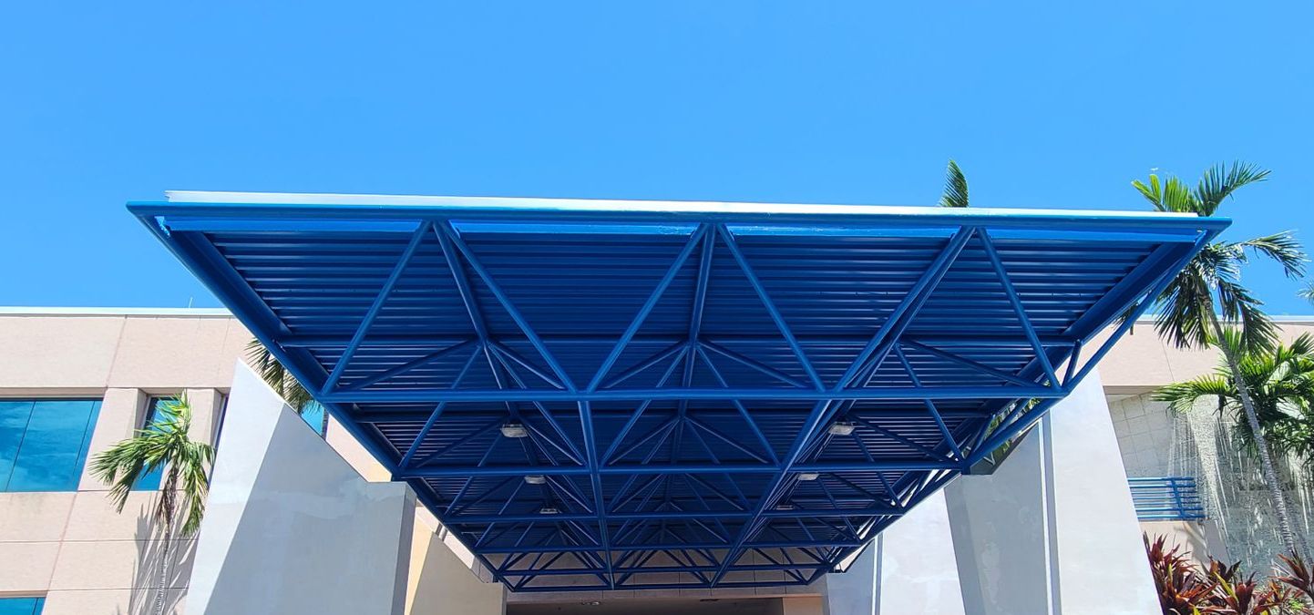 painted metal support in Hallandale Beach city hall