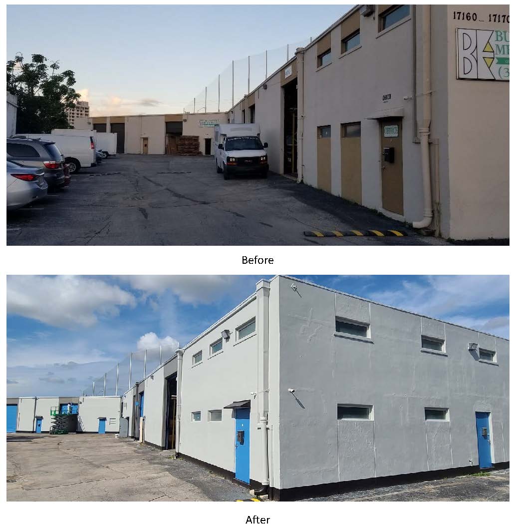 Exterior building - commercial painting Miami, FL.