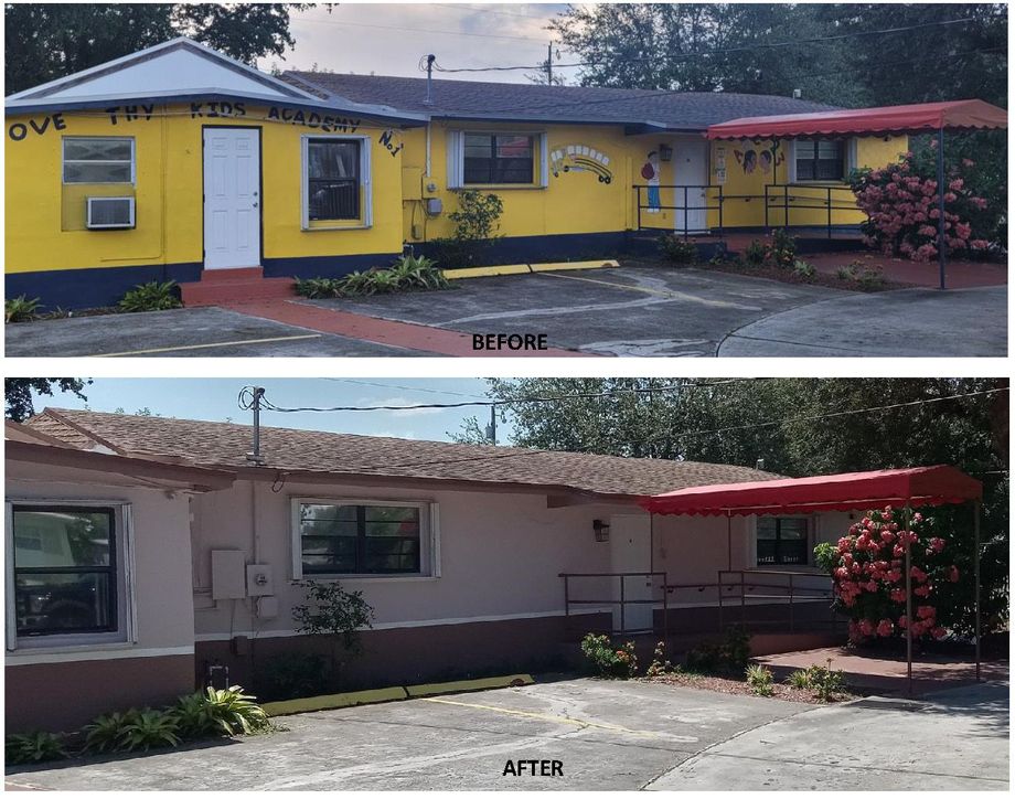 Exterior School building - commercial painting Miami, FL.