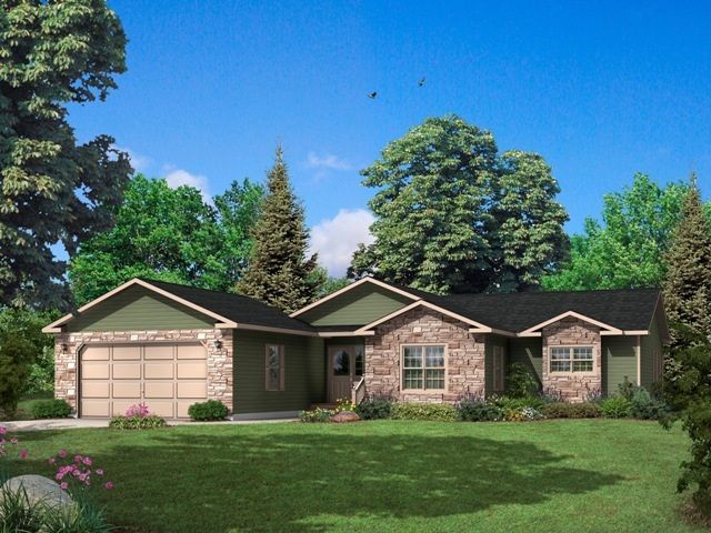 An artist 's impression of a house with a green roof