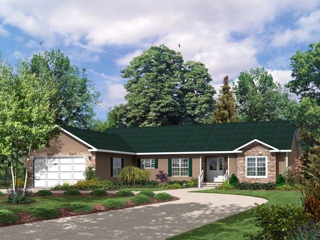 A rendering of a house with a green roof