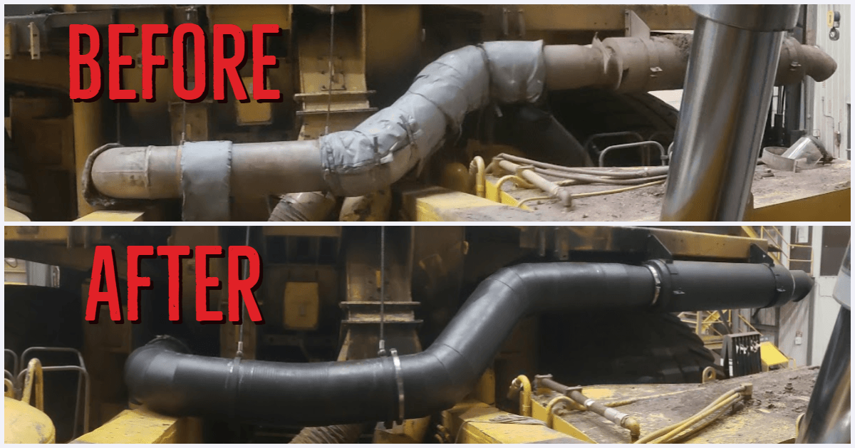 Before and after installation of dual wall exhaust