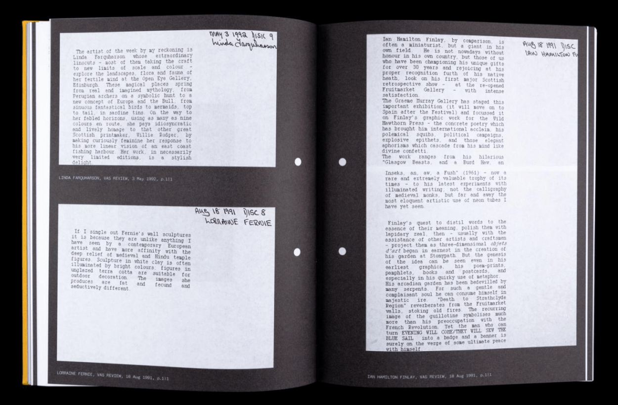 Book pages showing typed letters, black on white paper