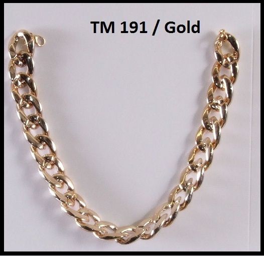 A gold chain with tm 191 / gold written on it