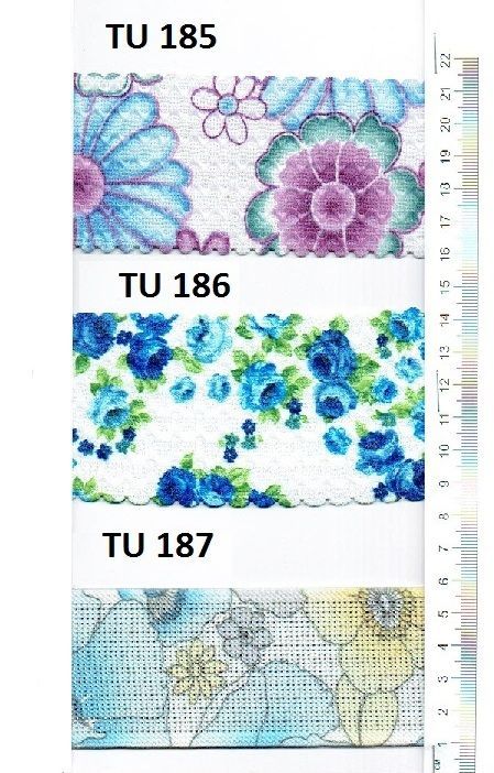 A ruler with three different floral designs on it