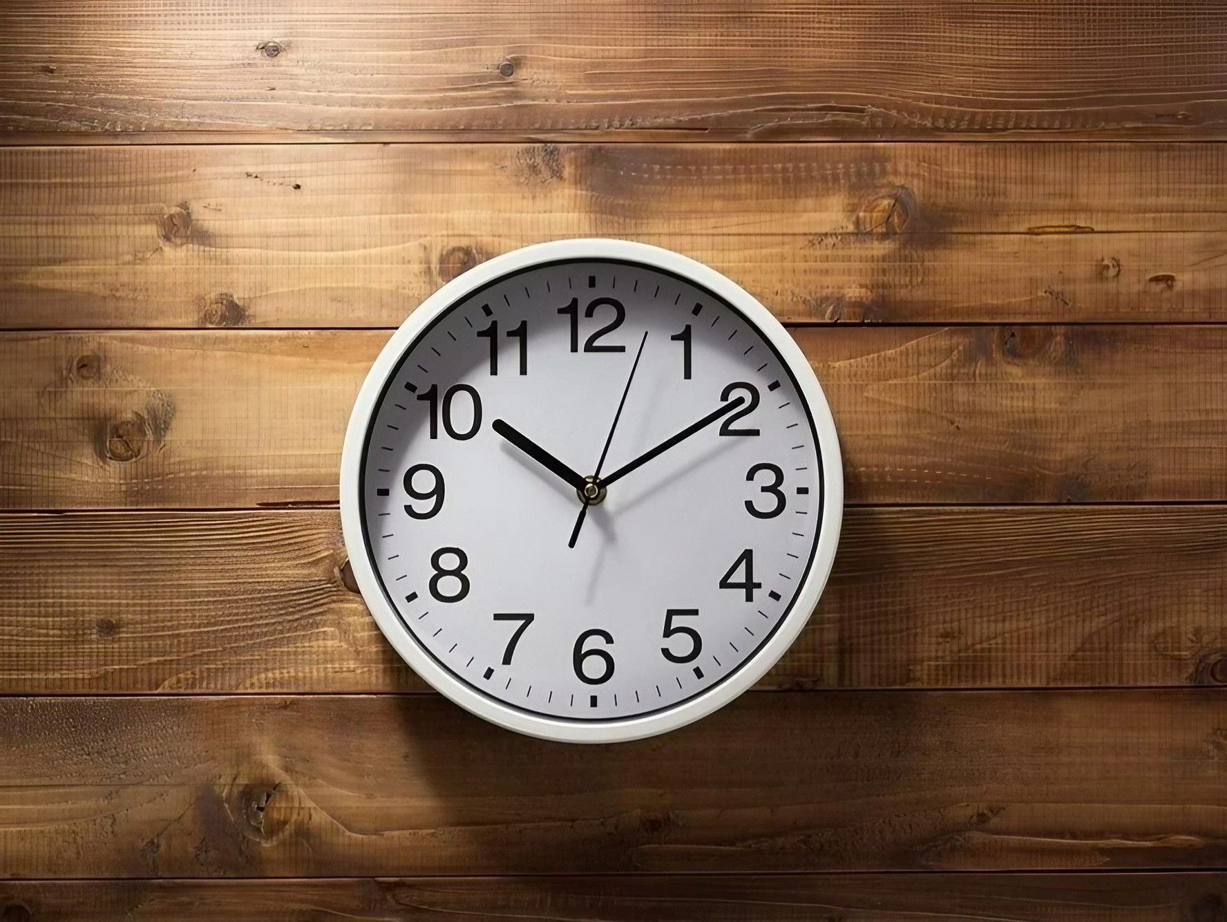 A White Clock Is Hanging on A Wooden Wall — Early Bird Accounts in Tamworth, NSW