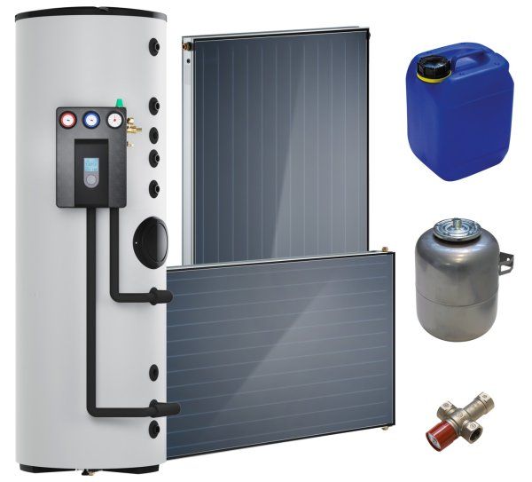 Un'immagine di uno scaldabagno con pannelli solari