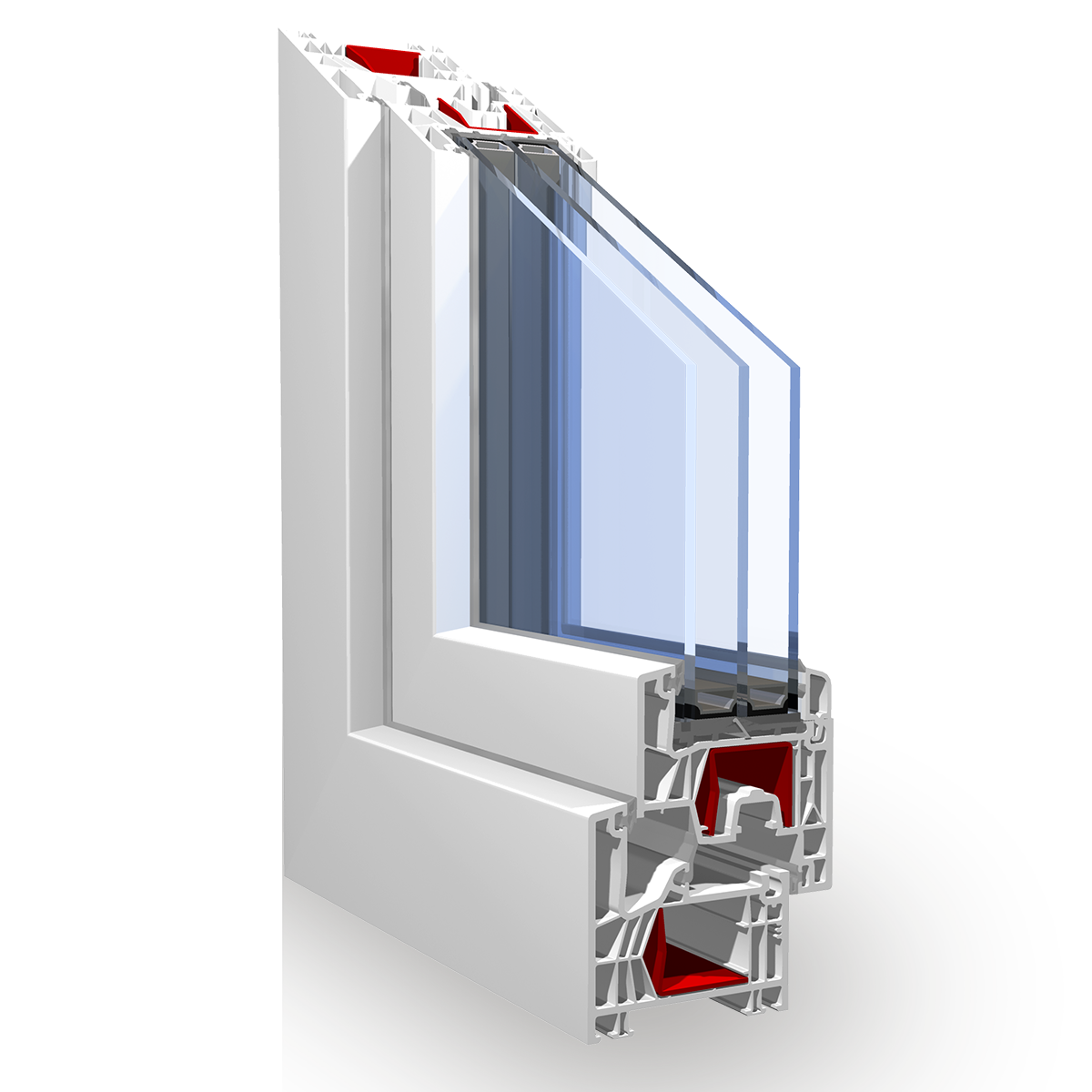 Un primo piano di una finestra con tre strati di vetro