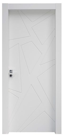 Una porta bianca con un motivo geometrico