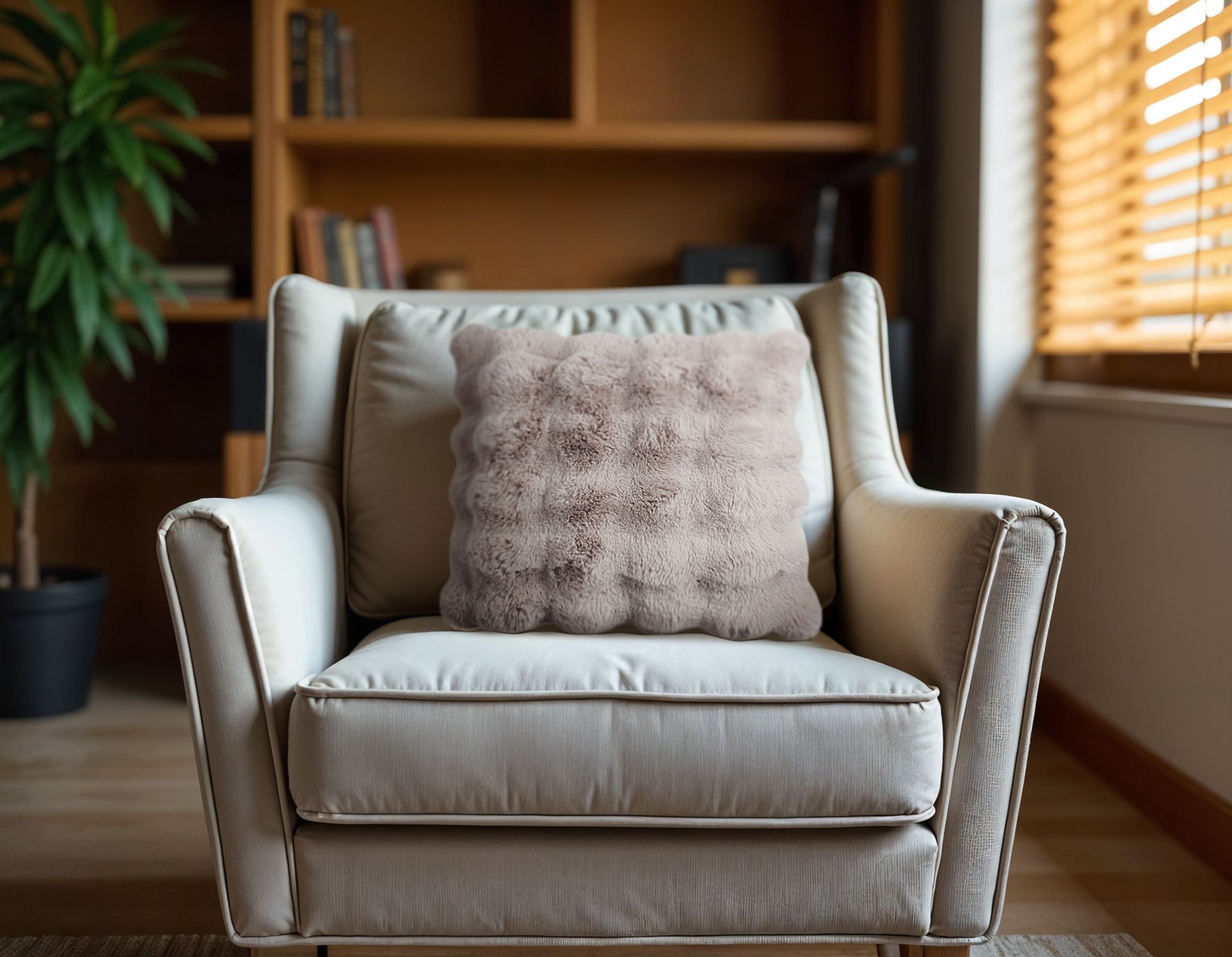 Pom Rabbit Fur sierkussen Taupe/Rose