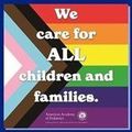 A pride flag background with the text: 