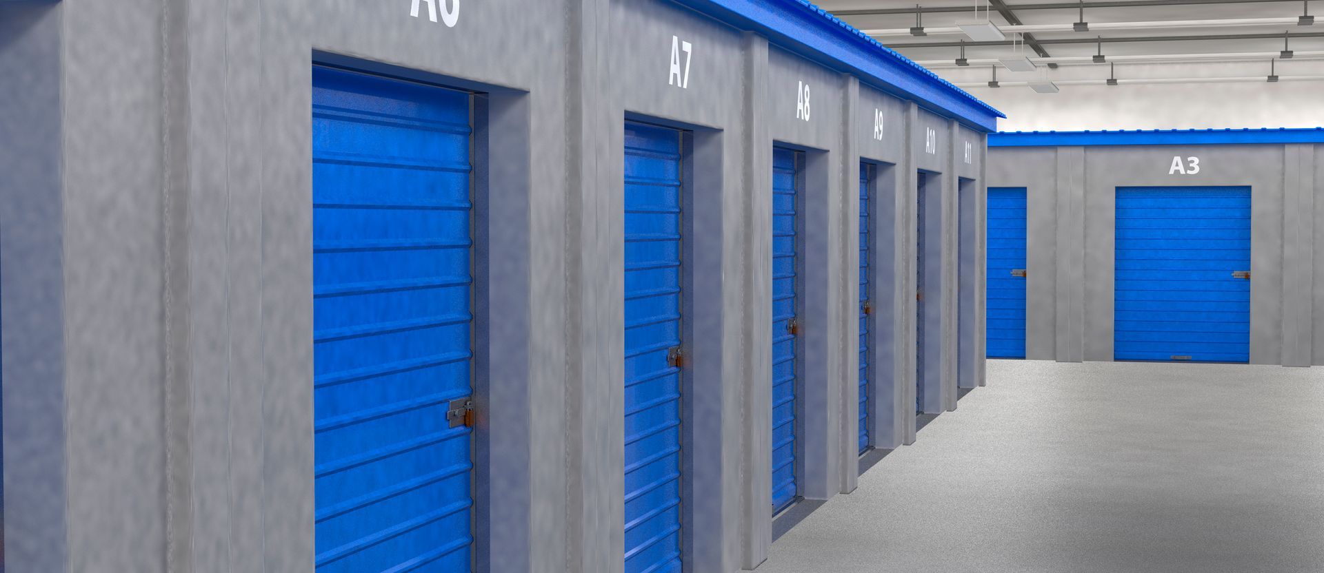 Interior view of self-storage units showing efficient use of space for all your storage needs.
