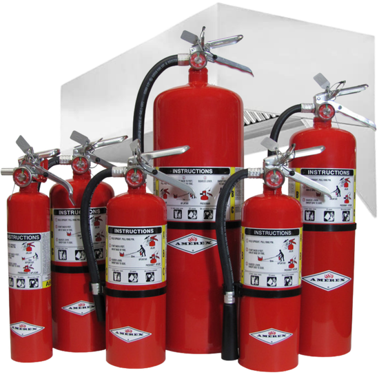 Fire Extinguishers and a vent hood transparent graphic image