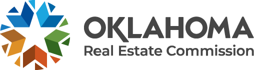 The oklahoma real estate commission logo has a star on it.