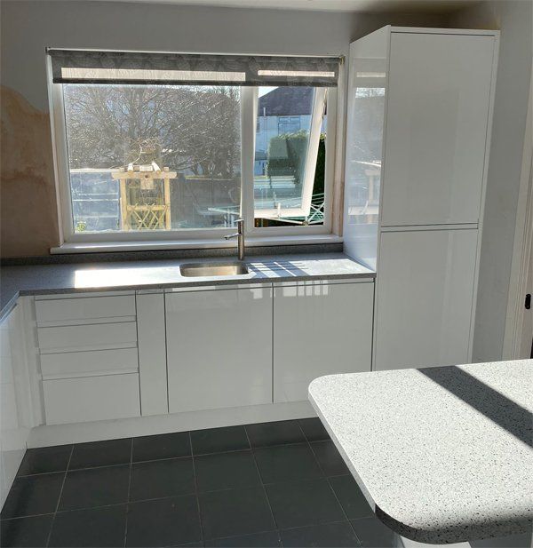 modern kitchen with window