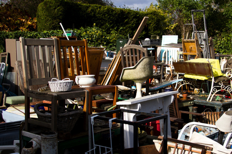 pile of junk outside of home