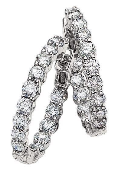 3 Carat White Gold Hoop Earrings