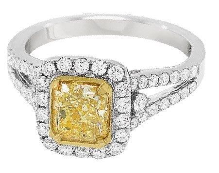 2 Carat Fancy Yellow Radiant Diamond Ring