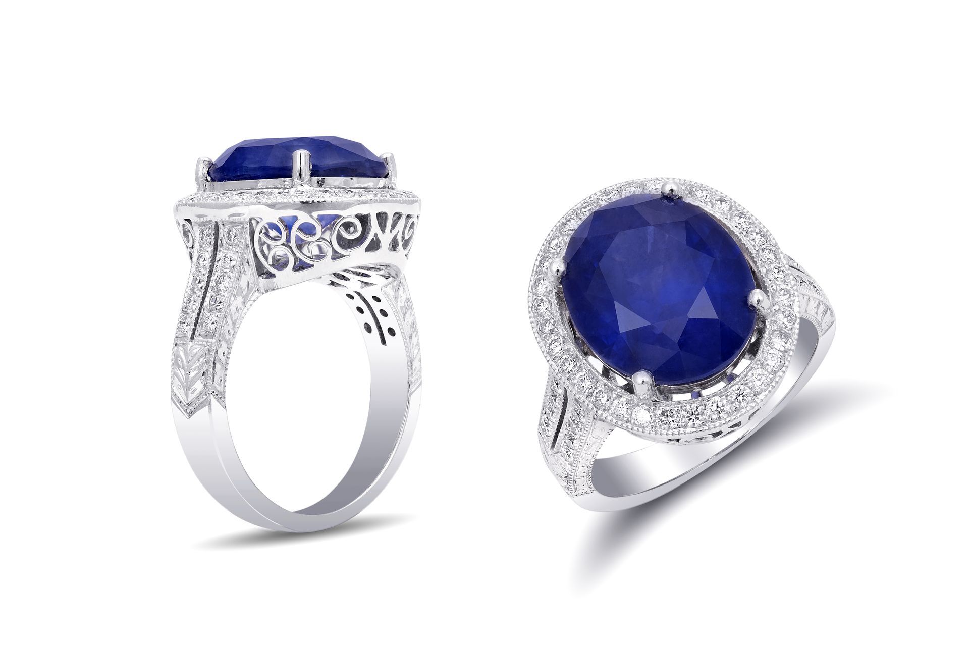 5 CT Exquisite Sapphire & Diamond Ring