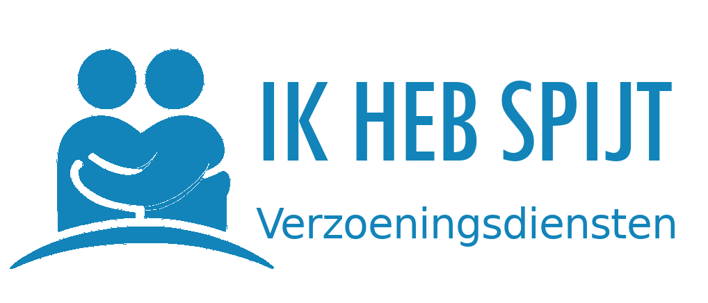 A blue logo for ik heb spit verzoeningsdiensten
