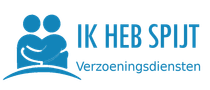 A blue logo for ik heb spit verzoeningsdiensten