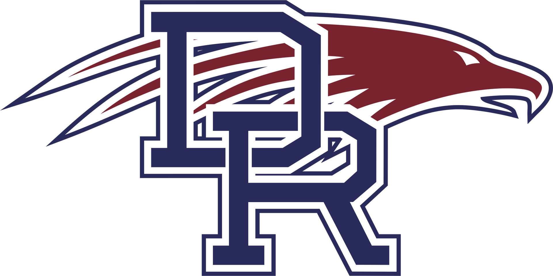 A dark blue "DR" monogram logo with a stylized, maroon eagle head in profile emerging from behind the letters.