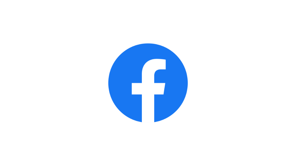 The facebook logo is in a blue circle on a white background.