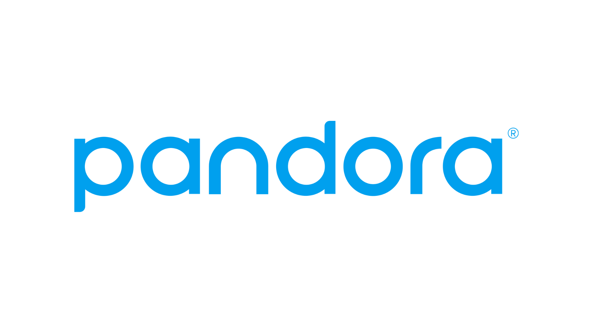 The pandora logo is blue and white on a white background.