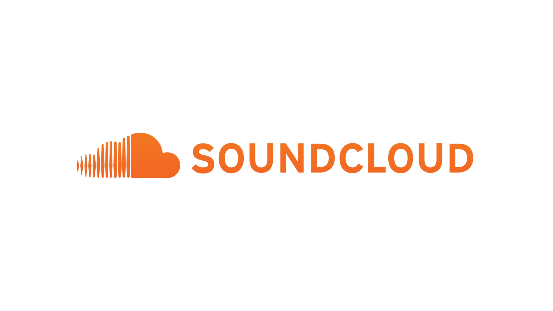 The soundcloud logo is orange and white on a white background.