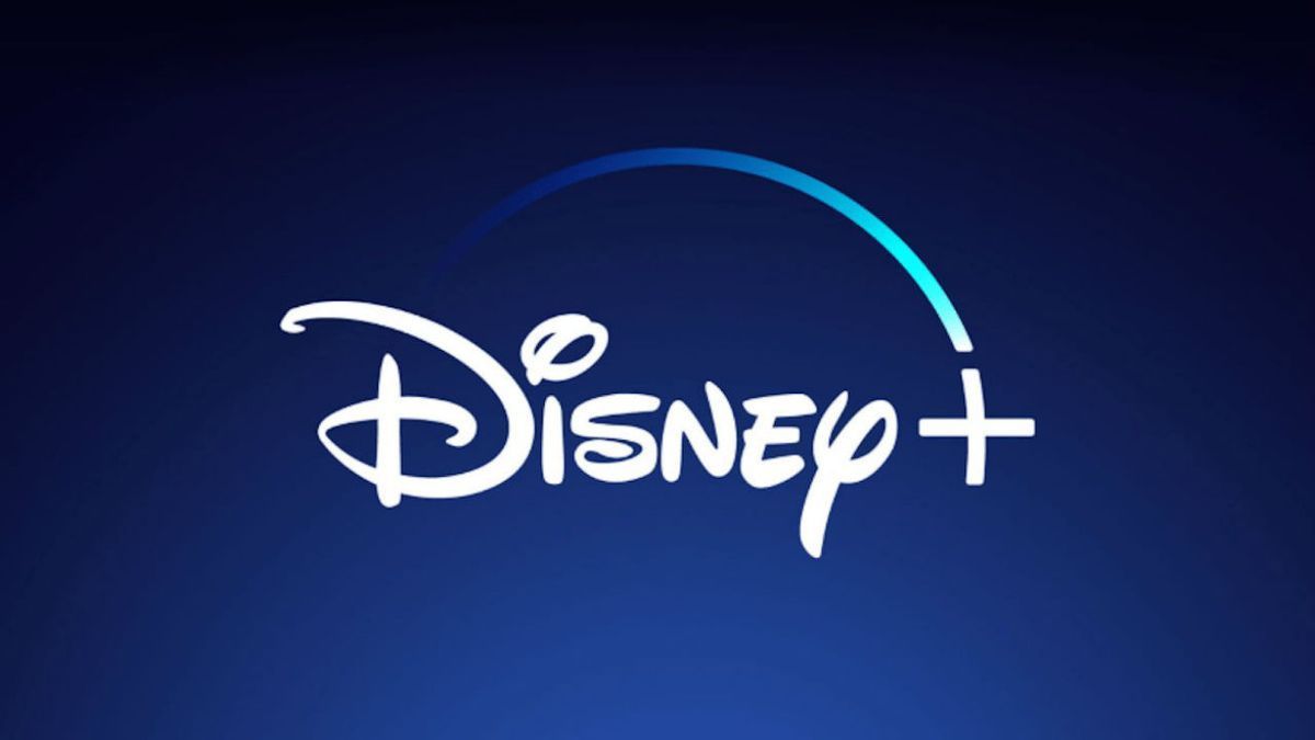 The disney + logo is on a blue background