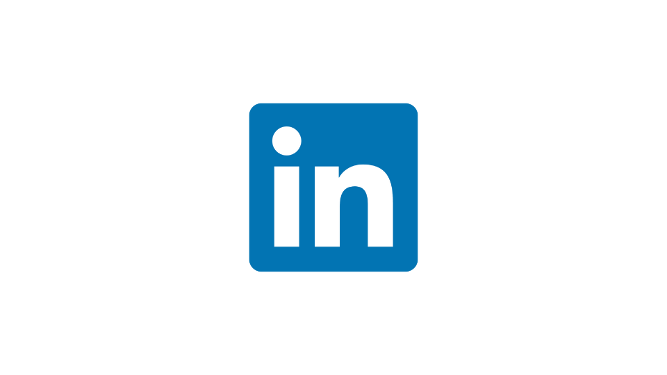 A blue and white linkedin logo on a white background.
