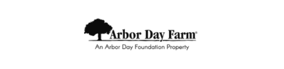 A black and white logo for arbor day farm