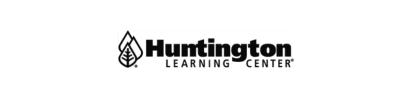 A black and white logo for huntington learning center