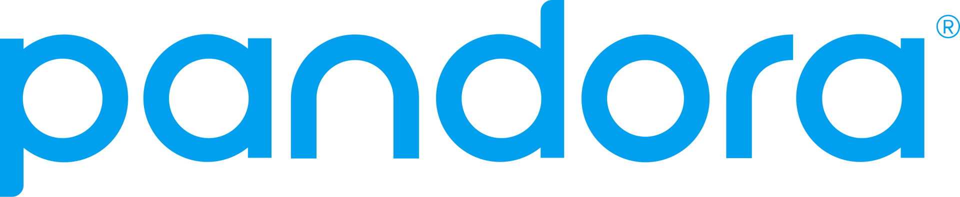 A blue pandora logo on a white background