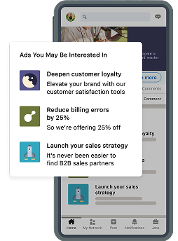 A cell phone with ads you may be interested in on the screen.