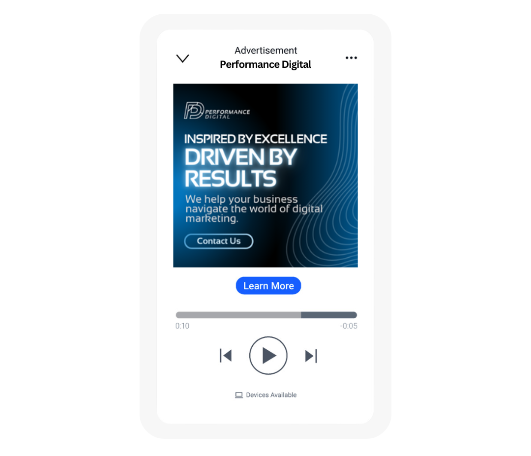 A cell phone with an advertisement on it that says `` inspired by excellence driven by results ''.