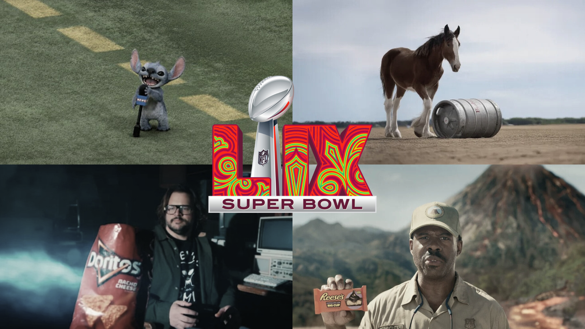 A collage of advertisements for the super bowl