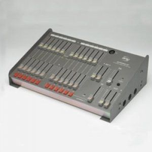 A gray mixer with a lot of buttons on it