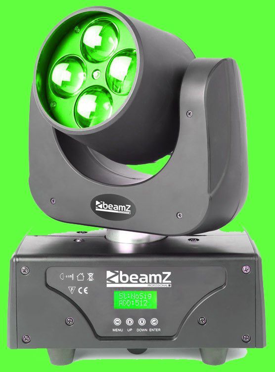 A beamz moving head light with a green background